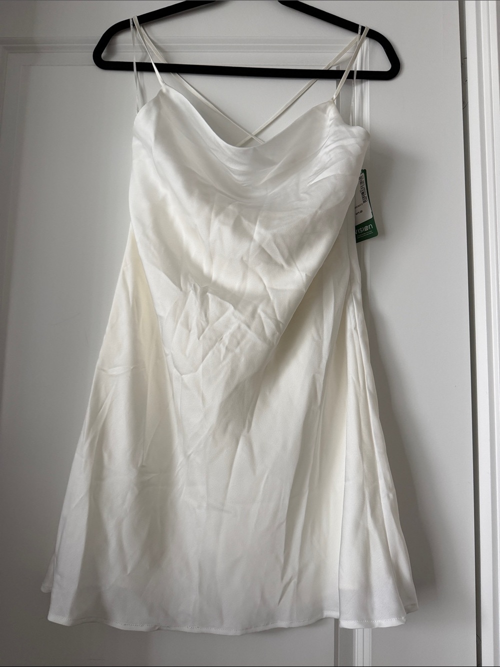 SIMONS White Satin Slip Dress with Cowl Neck